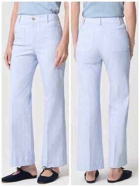 J.Crew The Lizzie Wide-Leg Pant Blue Striped Wide-Leg Pants Size 27